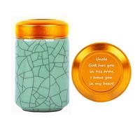 Solid Small Ceramic Funeral Urns for Uncle Memorial Cremation Urn for Human Ashes Container Vessel Sentiment Funeral Gift for Loss-God has you in his arms,i have you in my heart