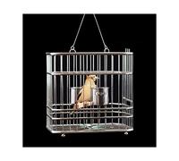 Solid Square Birdcages Hanging Bird Cage Stainless Stee Flight Cage Simple Retro Bird House for Travel Home Gifts (with Accessories)