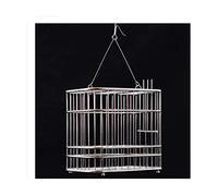 Solid Square Birdcages Hanging Bird Cage Stainless Stee Flight Cage Simple Retro Bird House for Travel Home Gifts (No Accessories)