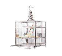 Solid Stainless Steel Bird Cage Square Birdcages Portable Large Flight Cage with Rolling Stand Simple Bird Carriers for Parrots (Small)