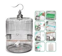 Solid Stainless Steel Birdcages Small Travel Bird Cage Portable Large Bird Cages with Rolling Stand Creative Birdcage for Indoor (32)