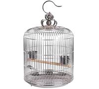 Solid Stainless Steel Parakeet Bird Cage Hanging Bird Cage with Stand for Small Parrot Canary Parakeets Finches Macaw Cockatiels (16.5)