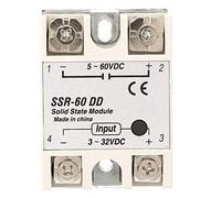 Solid State Relay SSR, 60A DC to DC Switching Module 3 to 32VDC Input 5 to 110VDC Load High Reliability Compact Design for Industrial Automation CNC Machines Black 1 Pack