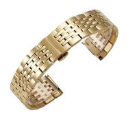 Solid Steel Bracelet With Five Link And Seven Link Design Curved Interface Stainless Accessories Watch Strap(Gold B,23mm)
