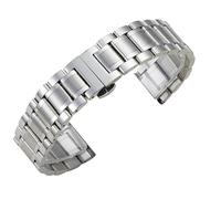 Solid Steel Bracelet With Five Link And Seven Link Design Curved Interface Stainless Accessories Watch Strap(Silver A,17mm)