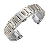 Solid Steel Bracelet With Five Link And Seven Link Design Curved Interface Stainless Accessories Watch Strap(Silver Gold A,20mm)