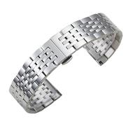 Solid Steel Bracelet With Five Link And Seven Link Design Curved Interface Stainless Accessories Watch Strap(Silver B,16mm)