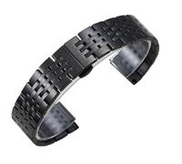 Solid Steel Bracelet With Five Link And Seven Link Design Curved Interface Stainless Accessories Watch Strap(Black B,16mm)