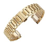 Solid Steel Bracelet With Five Link And Seven Link Design Curved Interface Stainless Accessories Watch Strap(Gold A,15mm)