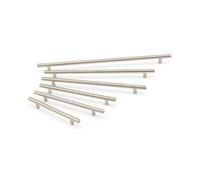 Solid Steel Kitchen Cabinets T Bar Handle, 128mm Centres, Brushed Nickel, Pack Of 2