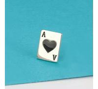 Solid Sterling Silver Black Ace of Spades Stud Earrings Cards Aces A4198-1 single earring