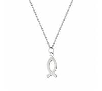 Solid sterling silver ichthys fish pendant - 20 Inches
