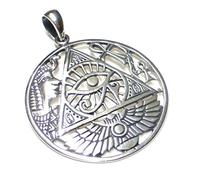 Solid Sterling Silver Pendant Necklace Third Eye Pendant Jewellery Unisex Symbol of Protection, Sterling Silver