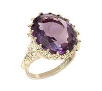 Solid Sterling Silver Ring, 16x12mm Oval 8.5ct Natural Amethyst Ring Size Z Large Finger Size