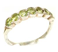 Solid Sterling Silver Vibrant Natural Peridot Eternity Ring Size R British Made Hallmarked Solid Sterling Silver