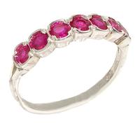 Solid Sterling Silver Vibrant Natural Ruby Eternity Ring - Size Q 1/2