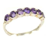 Solid Sterling Silver Vibrant Purple Natural Amethyst Eternity Ring Size L 1/2 British Made Hallmarked Solid Sterling Silver