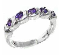 Solid Sterling Silver Vibrant Purple Natural Amethyst Eternity Ring Size T 1/2 British Made Hallmarked Solid Sterling Silver