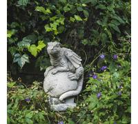 Dragon on Ball Stone Cast Garden Statue Perfect For Gate Posts and Entrance Ways 40cm Tall by DGS