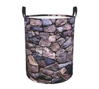 Solid Stonewall Art Printing Hamper Circular Style Handles For Easy Move Personalized Dirty Clothes Hamper Simple Storage