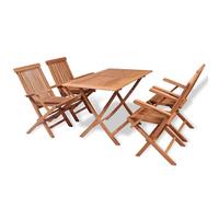 Solid Teak 5 Piece Garden Dining Set Outdoor Furniture Table Chair vidaXL