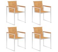 (Solid teak wood, 4 pcs) vidaXL 2/4/6/8x Garden Chairs Patio Solid Acacia/Teak Wood and Stainless Steel