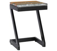 Solid Teak Wood Coffee Table Z Leg Transparent Polyresin Side vidaXL