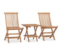 Solid Teak Wood Folding Outdoor Dining Set 3 Piece Garden Round/Square vidaXL