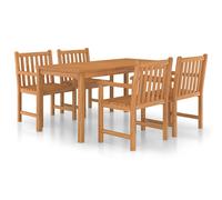(5) vidaXL Solid Teak Wood Garden Dining Set Patio with/without Armrest 5/7 Piece