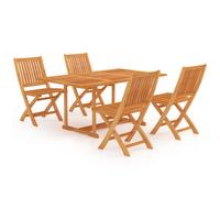 vidaXL 5 Piece Garden Dining Set Solid Teak Wood