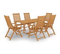 vidaXL Solid Teak Wood Garden Dining Set 7 Piece Wooden Outdoor Furniture Set