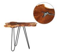 vidaXL Solid Teak Wood Coffee Table Handmade Transparent Polyresin End Table