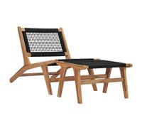 Solid Teak Wood Sun Lounger with Footrest Rope Outdoor Seating Chair vidaXL