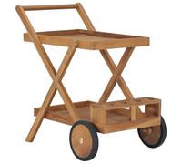 Solid Teak Wood Tea Trolley Rolling Beverage Cart Serving Trolleys vidaXL