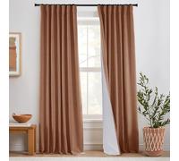 Solid Terracotta Color Linen Blackout Curtains 96 Inch Long, Vintage Country & Retro Mid Century Modern Drapes for for Bedroom Living Room, 2 Panel Set