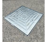 Solid Top Steel Galvanised Manhole Cover & Frame 600mm X 600mm Overall Size 645mm X 645mm X 25mm 10 Tonne Weight Loading