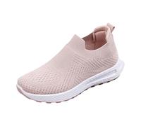 Solid Trainers Womens Slip On - Solid Walking Shoes Fashion Running Sneakers Breathable Shock Absorbing Sport Cross Trainer Shoe Super Lightweight Gym Sports Tennis Shoes with Memory Foam Pink