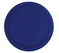 Solid True Navy Blue Round Paper Dinner Plates (22cm) 16 Count - Sturdy & Elegant for Parties and Events