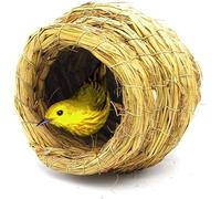 Solid Unique Birdcages Pure Handmade Bird Nest Birdcage Straw Material Bird Cage Creative Bird House Carrier for Garden Outdoor (Small)