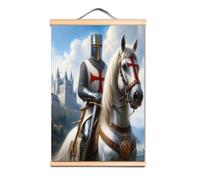 Solid Wall Hanging Banner for Knights Templar Fans - Vintage Crusader Warrior Scroll Painting - Christian Warrior Wall Art Poster LS0