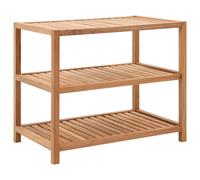 Bathroom Shelf Solid Walnut Wood Natural 65x40x55 cm 3-Tier Slatted Wall Mounted