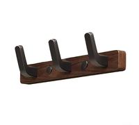 Solid Walnut Wood Coat Hooks Wall Mounteds, No Drills Entryway Racks for Heavy Hats Bags, Modern Decor for Hallway Bedroom Kitchen, Black White Finish, 3 Pack(Black - Three Hooks)
