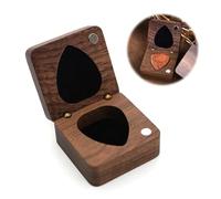 Solid Walnut Wood Guitar Pick Storage Box, Personalised Guitar Pick Holder, Custom Engraved Guitar-Pick Holder Box, Gift for Boyfriend, Husband, Guitarists, Fathers, Musicians, Birthday Square Box