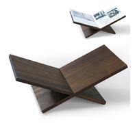Solid Walnut Wood Large Book Stand - Cross Frame Open Book Holder for Display & Reading, Natural Wood Grain Finish, Easy No-Tool Assembly, Perfect for Coffee Table, Bible, Cookbook, Art, Magazine
