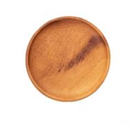 Solid Walnut Wood Serving Tray 25cm Round Tea Platter(Brown15cm)