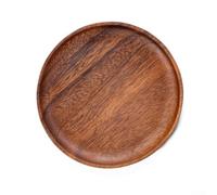 Solid Walnut Wood Serving Tray 25cm Round Tea Platter(Brown25cm)