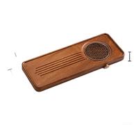 Solid Walnut Wood Tea Tray with Drainage Design Handcrafted Suzhou Style Dry Brewing Table for Home Tea Compact Size Brown(Looking At The River)