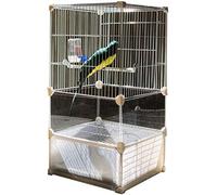 Solid White Decorative Bird Cages Iron Parrot Cage with Transparent Base Stand Bar Waterer Feeder (White 75cm)