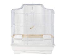Solid White Iron Wire Bird Cages Portable Parrot Cages with Food Box Standing Bar Swing Villa for Pet Birds (White a)