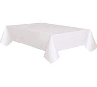 Solid White Rectangular Paper-Poly Table Cover (137cm x 274cm) 1 Count - Elegant & Durable Tablecloth for Parties, Events, and Home Use